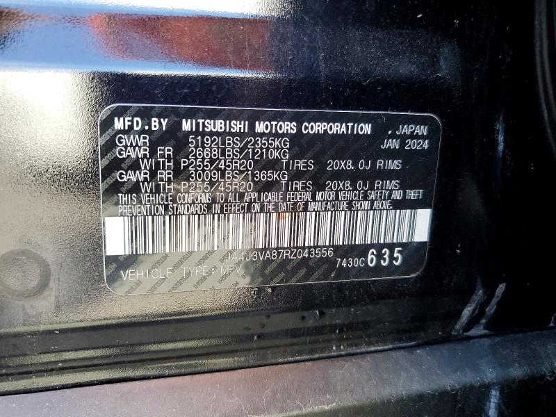 Aukcja sprzedaży 2024 Mitsubishi Outlander, vin: JA4J3VA87RZ043556, numer aukcji: 64517546
