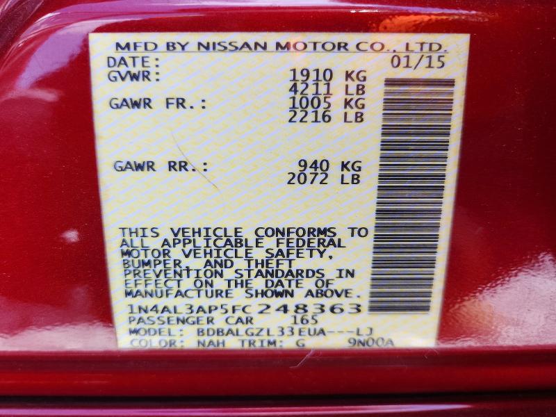 Aukcja sprzedaży 2015 Nissan Altima, vin: 1N4AL3AP5FC248363, numer aukcji: 66279266