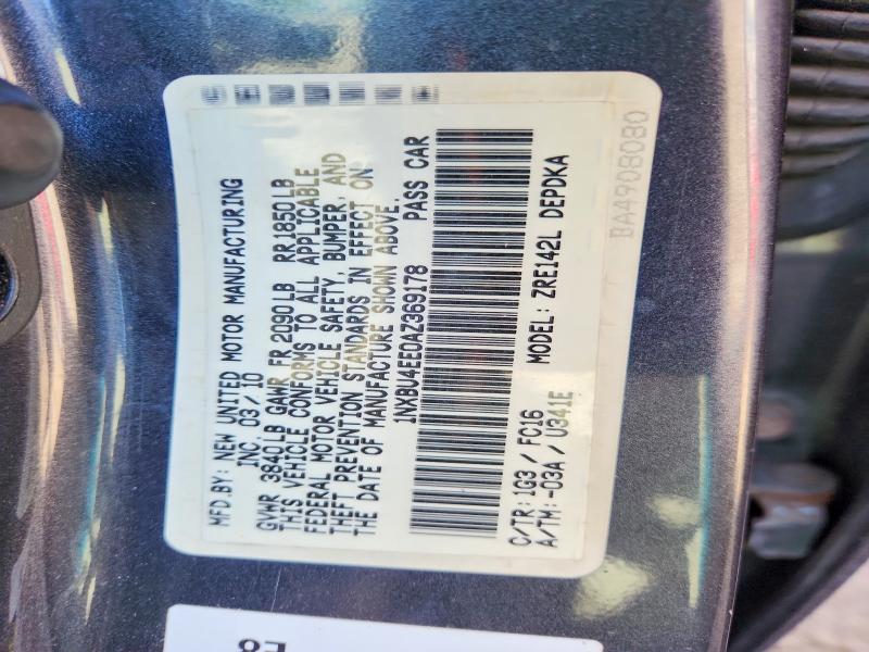 63838566 :رقم المزاد ، 1NXBU4EE0AZ369178 vin ، 2010 Toyota Corolla مزاد بيع