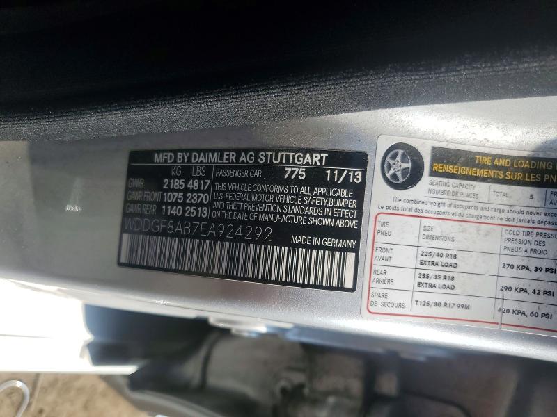 2014 Mercedes-benz C მანქანა იყიდება აუქციონზე, vin: WDDGF8AB7EA924292, აუქციონის ნომერი: 66065716