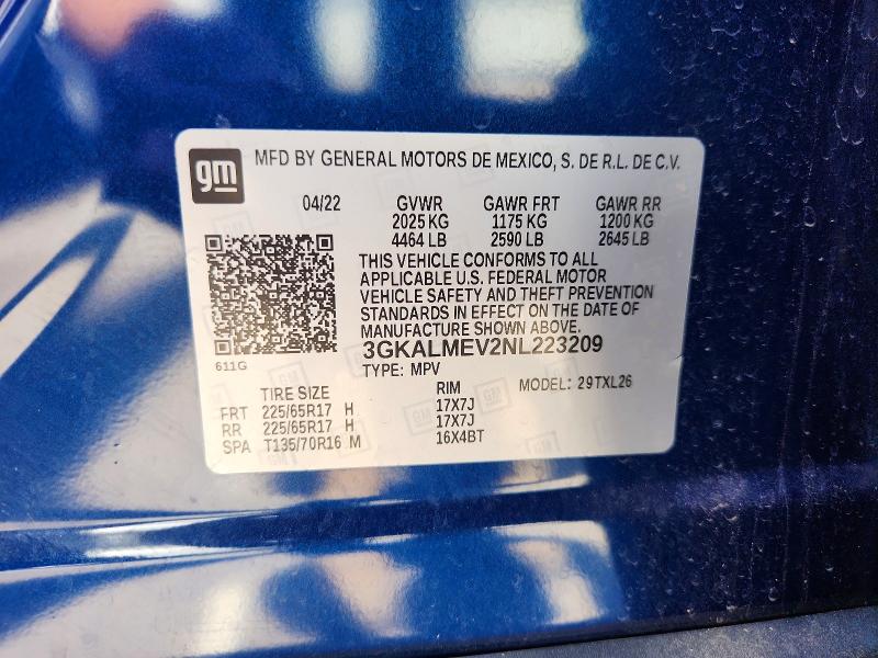 Aukcja sprzedaży 2022 Gmc Terrain, vin: 3GKALMEV2NL223209, numer aukcji: 64970506