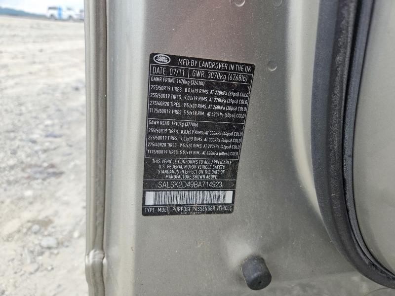 Продажа на аукционе авто 2011 Land Rover Range Rover Sport, vin: SALSK2D49BA714923, номер лота: 63715616