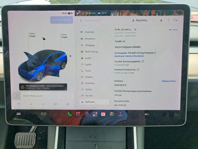 Aukcja sprzedaży 2020 Tesla Model Y, vin: 5YJYGDEE8LF006869, numer aukcji: 64565486
