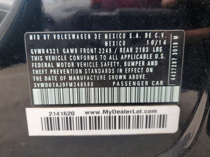 Aukcja sprzedaży 2015 Volkswagen Jetta, vin: 3VWD07AJ9FM248588, numer aukcji: 64092896