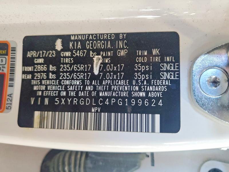 2023 Kia Sorento მანქანა იყიდება აუქციონზე, vin: 5XYRGDLC4PG199624, აუქციონის ნომერი: 66116526
