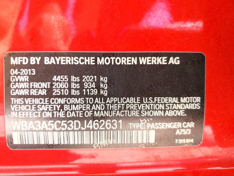 2013 Bmw 328 მანქანა იყიდება აუქციონზე, vin: WBA3A5C53DJ462631, აუქციონის ნომერი: 66215316