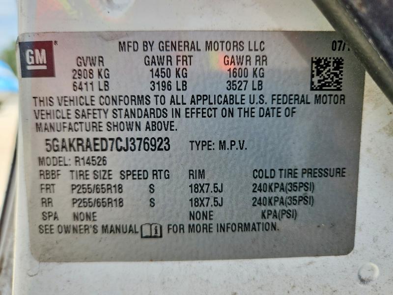 Aukcja sprzedaży 2012 Buick Enclave, vin: 5GAKRAED7CJ376923, numer aukcji: 65404876