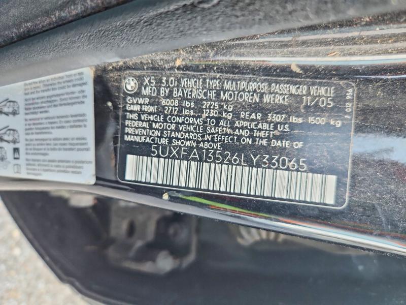 Aukcja sprzedaży 2006 Bmw X5, vin: 5UXFA13526LY33065, numer aukcji: 66138096