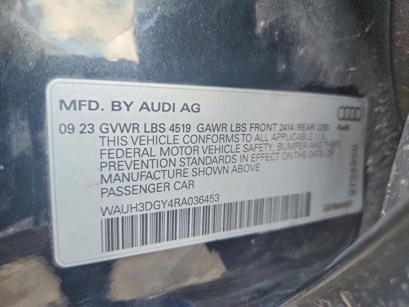 2024 Audi S3 მანქანა იყიდება აუქციონზე, vin: WAUH3DGY4RA036453, აუქციონის ნომერი: 66142006
