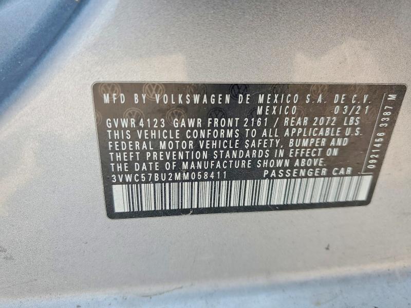 64305326 :رقم المزاد ، 3VWC57BU2MM058411 vin ، 2021 Volkswagen Jetta مزاد بيع