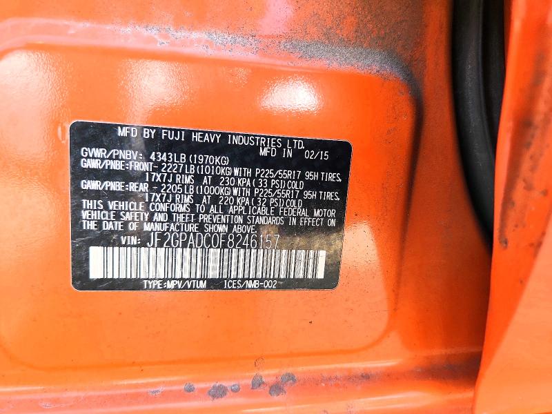Продажа на аукционе авто 2015 Subaru Xv Crosstrek, vin: JF2GPADC0F8246157, номер лота: 63444316