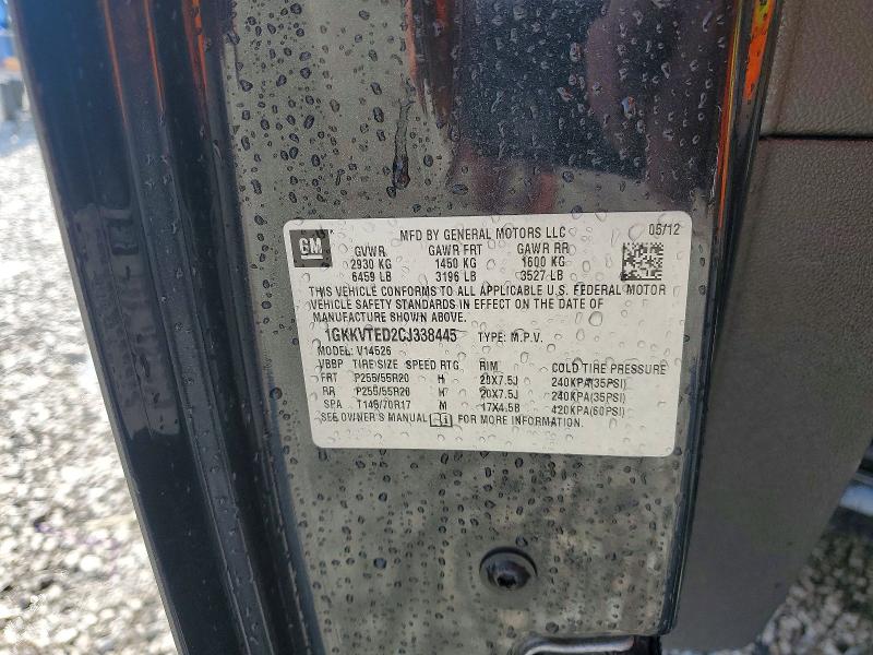 Aukcja sprzedaży 2012 Gmc Acadia, vin: 1GKKVTED2CJ338445, numer aukcji: 64021266