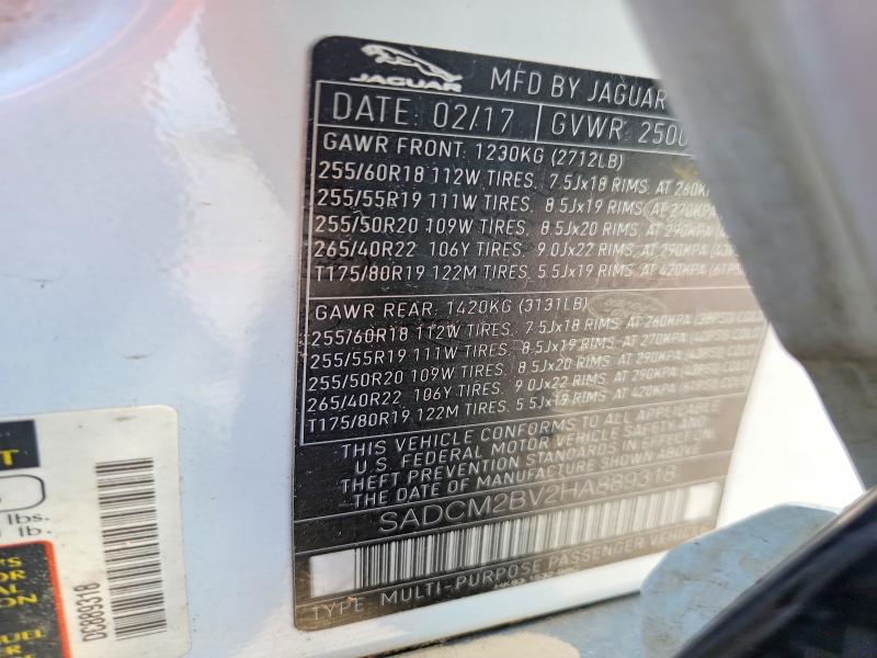 Aukcja sprzedaży 2017 Jaguar F-pace, vin: SADCM2BV2HA889318, numer aukcji: 64601346