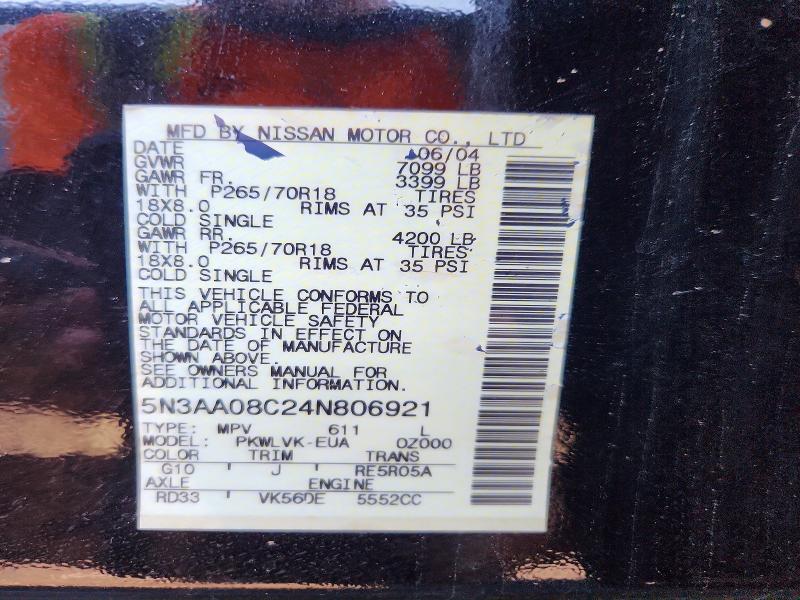 Aukcja sprzedaży 2004 Infiniti Qx56, vin: 5N3AA08C24N806921, numer aukcji: 66839136