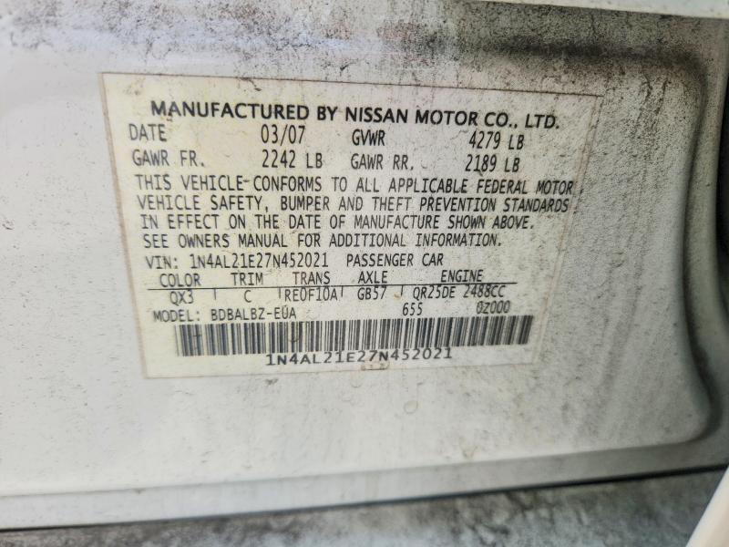 Aukcja sprzedaży 2007 Nissan Altima, vin: 1N4AL21E27N452021, numer aukcji: 64039936