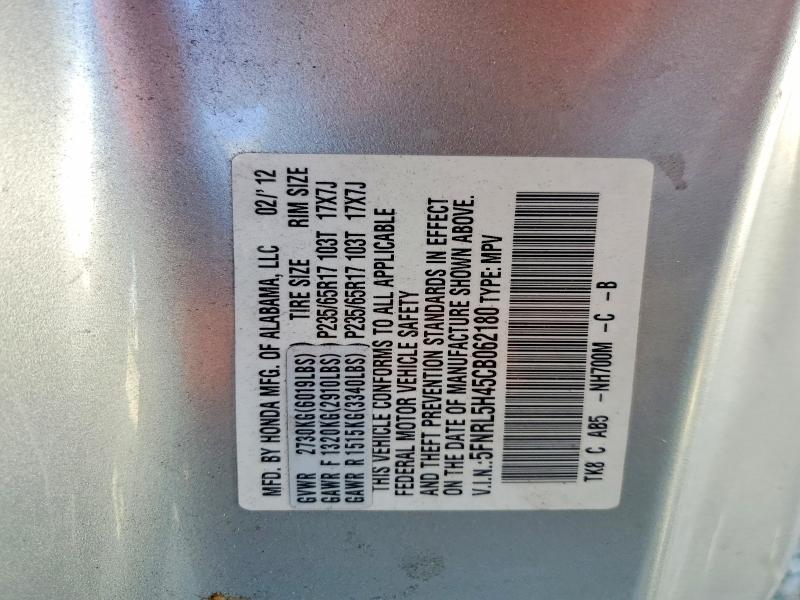 Aukcja sprzedaży 2012 Honda Odyssey, vin: 5FNRL5H45CB062180, numer aukcji: 67207406