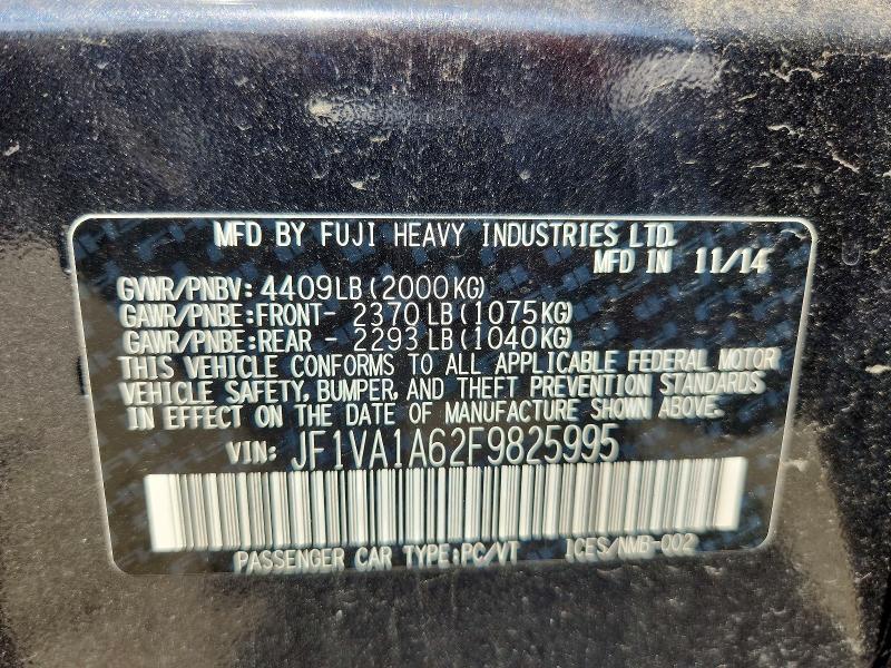 Продажа на аукционе авто 2015 Subaru Wrx, vin: JF1VA1A62F9825995, номер лота: 66280636
