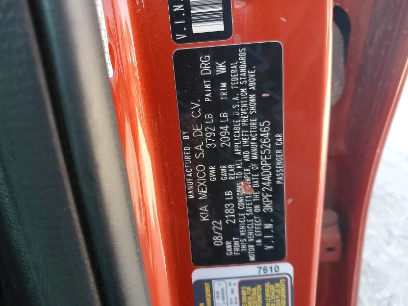 62704956 :رقم المزاد ، 3KPF24AD0PE526465 vin ، 2023 Kia Forte Lxs مزاد بيع