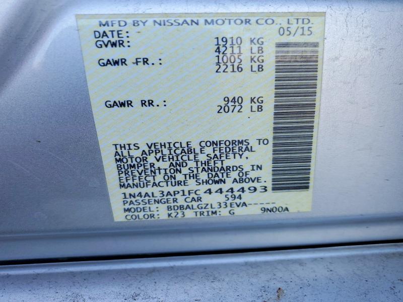 Продаж на аукціоні авто 2015 Nissan Altima, vin: 1N4AL3AP1FC444493, номер лоту: 64670446