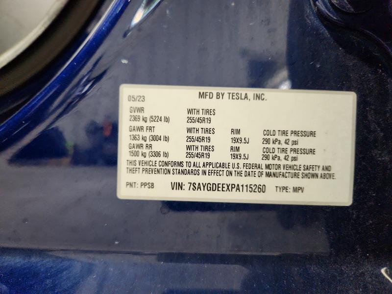 Продаж на аукціоні авто 2023 Tesla Model Y, vin: 7SAYGDEEXPA115260, номер лоту: 65849166