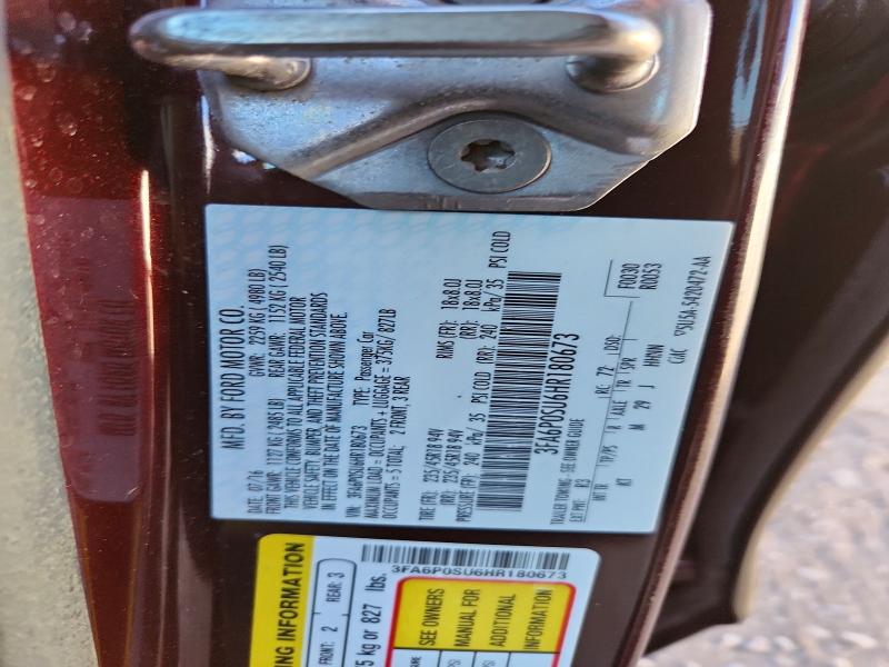62108836 :رقم المزاد ، 3FA6P0SU6HR180673 vin ، 2017 Ford Fusion مزاد بيع