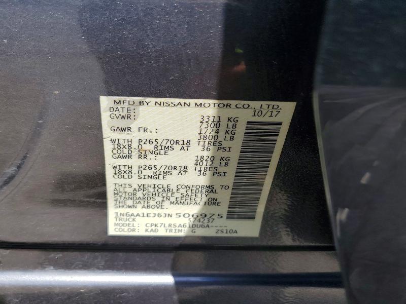Продажа на аукционе авто 2018 Nissan Titan, vin: 1N6AA1EJ6JN506975, номер лота: 65936086