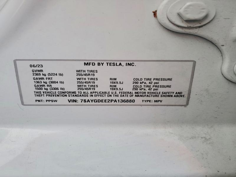 Auction sale of the 2023 Tesla Model Y, vin: 7SAYGDEE2PA136880, lot number: 64783016