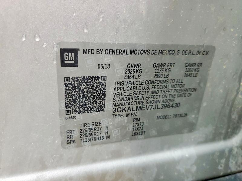 63727406 :رقم المزاد ، 3GKALMEV7JL396430 vin ، 2018 Gmc Terrain مزاد بيع