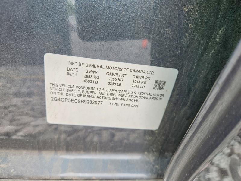 66320146 :رقم المزاد ، 2G4GP5EC9B9203077 vin ، 2011 Buick Regal مزاد بيع