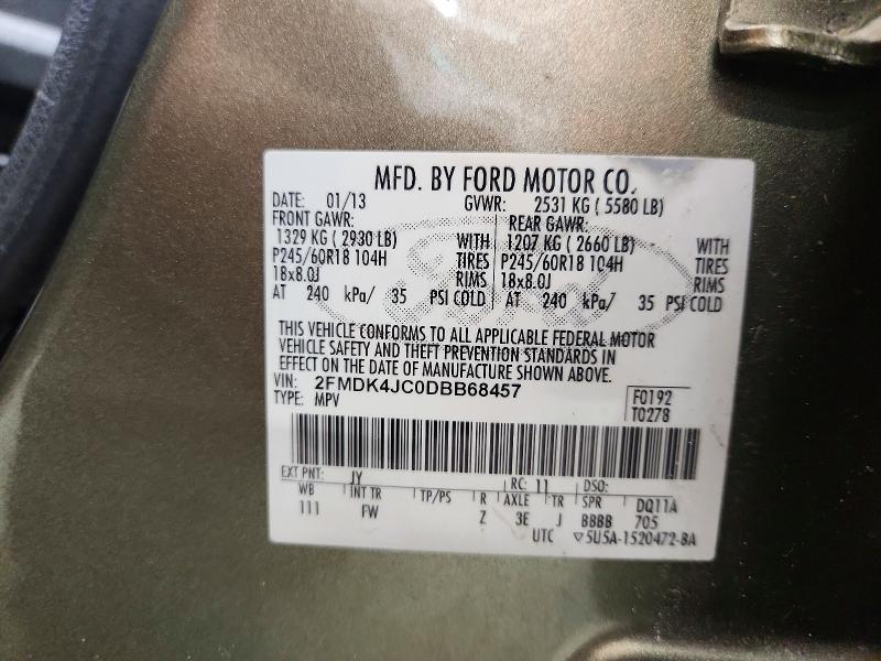 Aukcja sprzedaży 2013 Ford Edge, vin: 2FMDK4JC0DBB68457, numer aukcji: 63969056