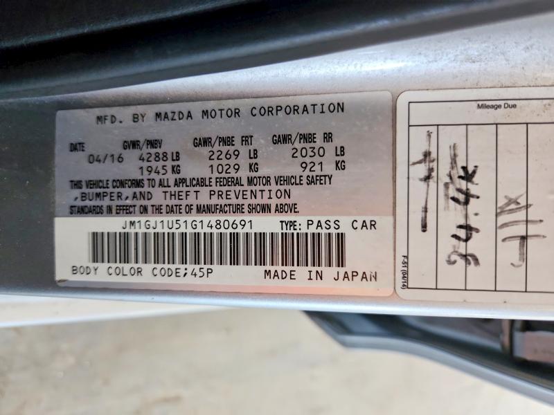 Продаж на аукціоні авто 2016 Mazda 6, vin: JM1GJ1U51G1480691, номер лоту: 64152106