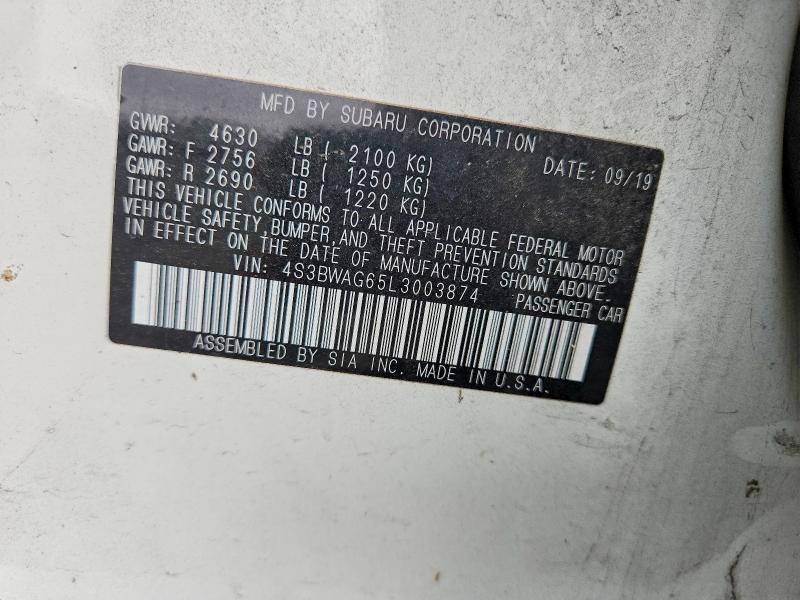 Продажа на аукционе авто 2020 Subaru Legacy, vin: 4S3BWAG65L3003874, номер лота: 64506636