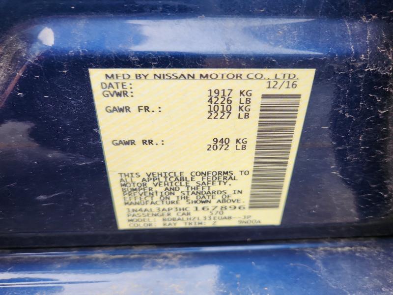 63608436 :رقم المزاد ، 1N4AL3AP3HC167896 vin ، 2017 Nissan Altima مزاد بيع