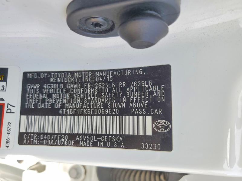 Aukcja sprzedaży 2015 Toyota Camry, vin: 4T1BF1FK6FU069620, numer aukcji: 64943816