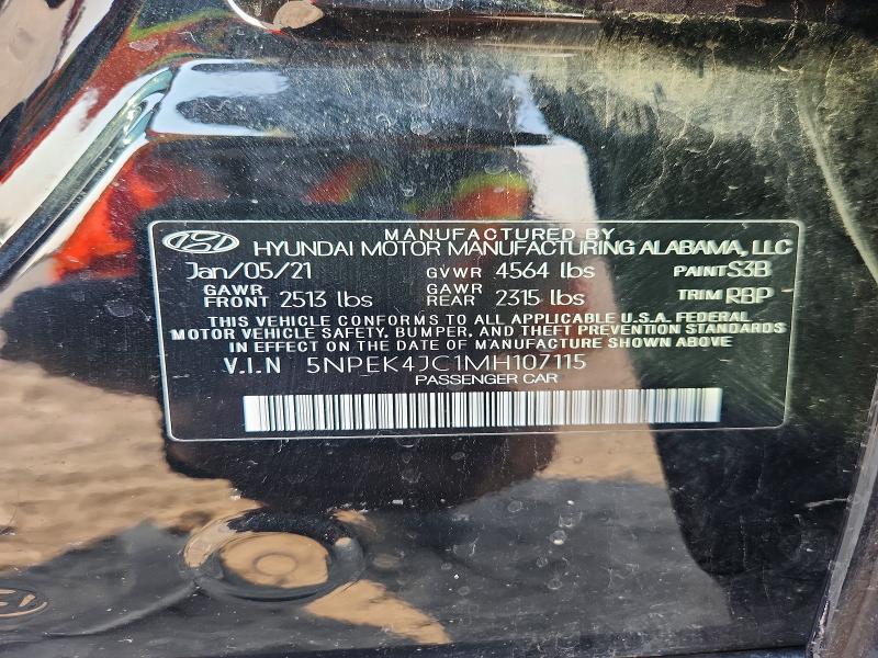 2021 Hyundai Sonata მანქანა იყიდება აუქციონზე, vin: 5NPEK4JC1MH107115, აუქციონის ნომერი: 63813376