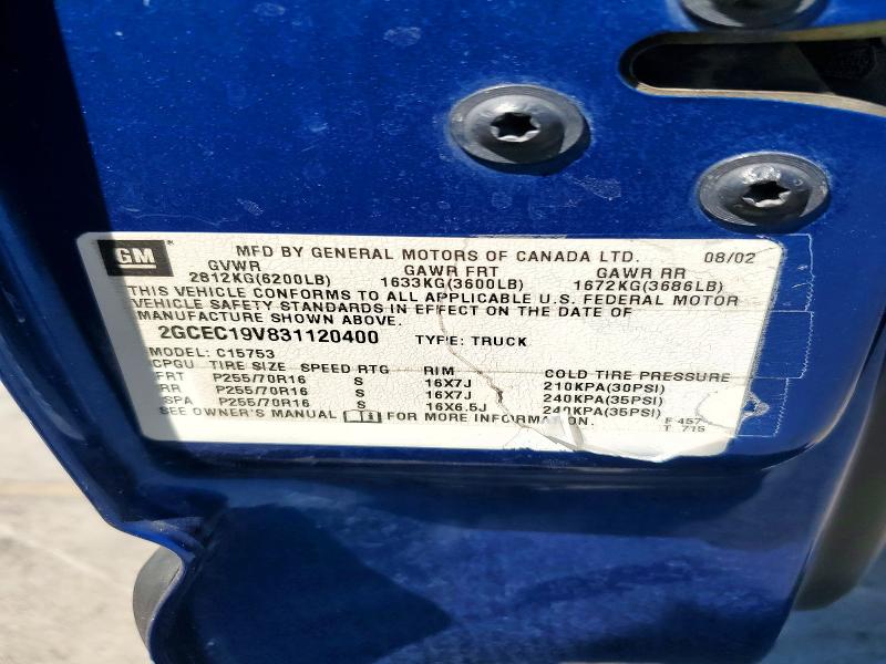 64774426 :رقم المزاد ، 2GCEC19V831120400 vin ، 2003 Chevrolet Silverado مزاد بيع