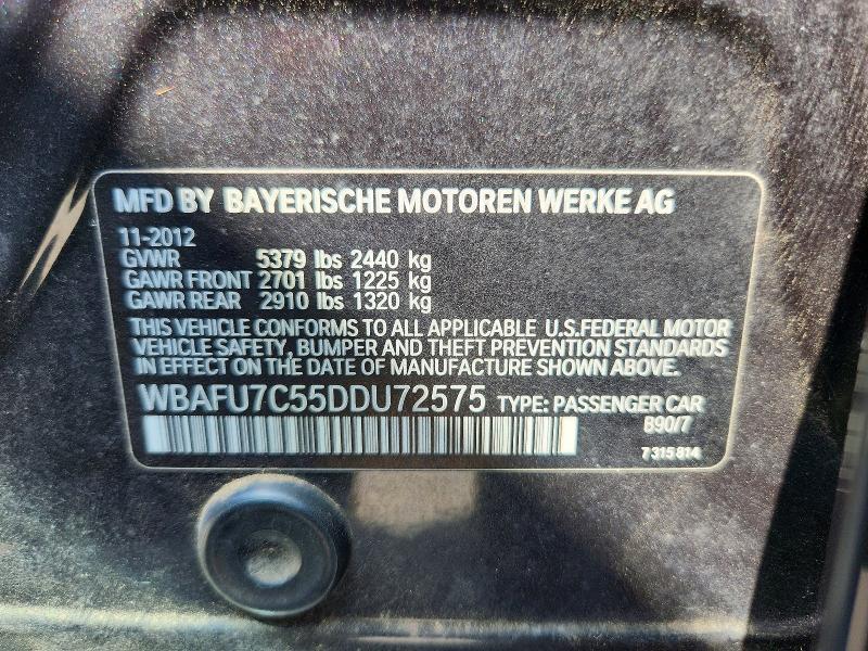 Продаж на аукціоні авто 2013 Bmw 535, vin: WBAFU7C55DDU72575, номер лоту: 64552636