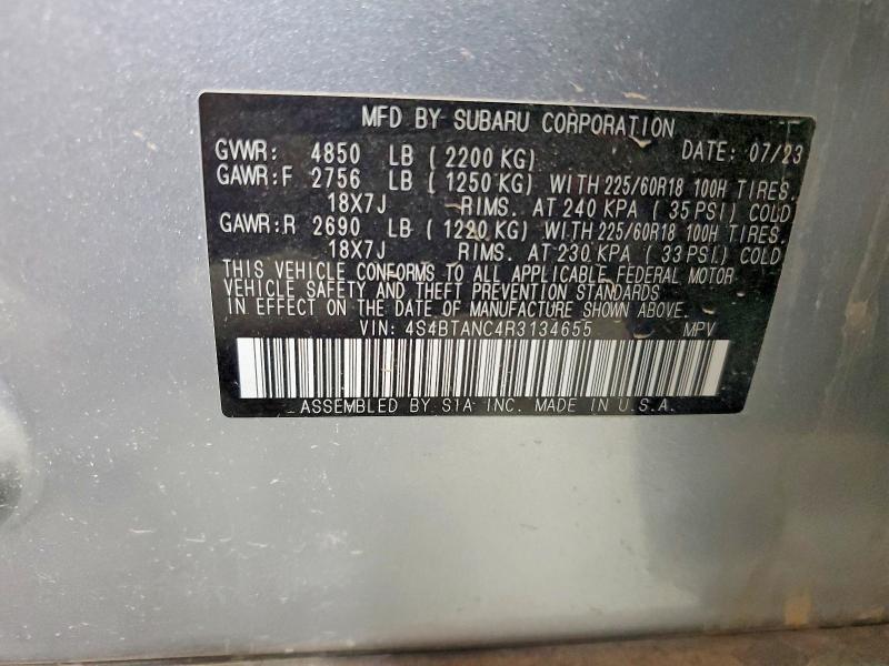 2024 Subaru Outback მანქანა იყიდება აუქციონზე, vin: 4S4BTANC4R3134655, აუქციონის ნომერი: 65574976