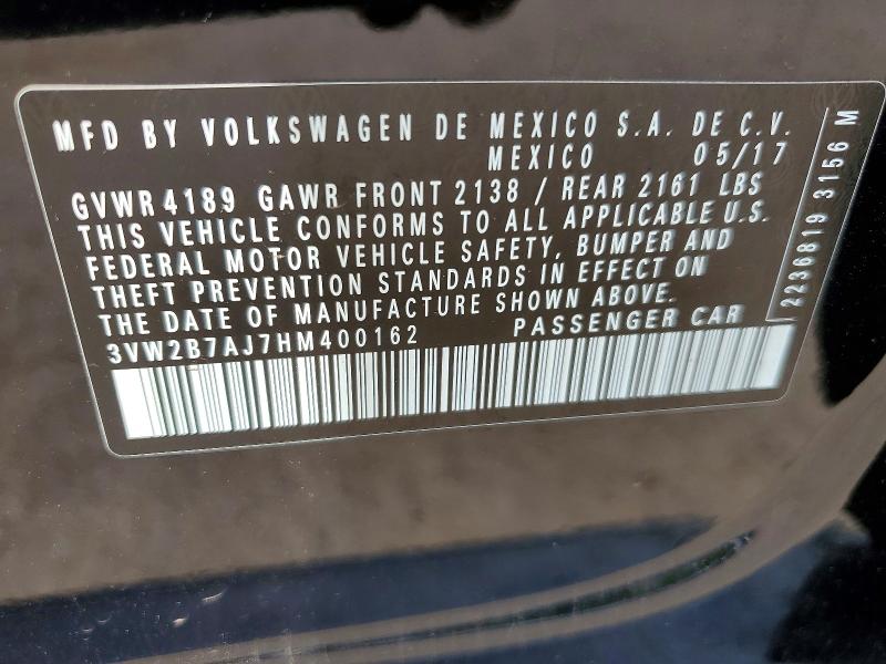 Продаж на аукціоні авто 2017 Volkswagen Jetta, vin: 3VW2B7AJ7HM400162, номер лоту: 63807556