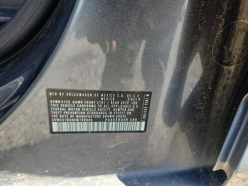 2019 Volkswagen Jetta მანქანა იყიდება აუქციონზე, vin: 3VWC57BU8KM199965, აუქციონის ნომერი: 66294916