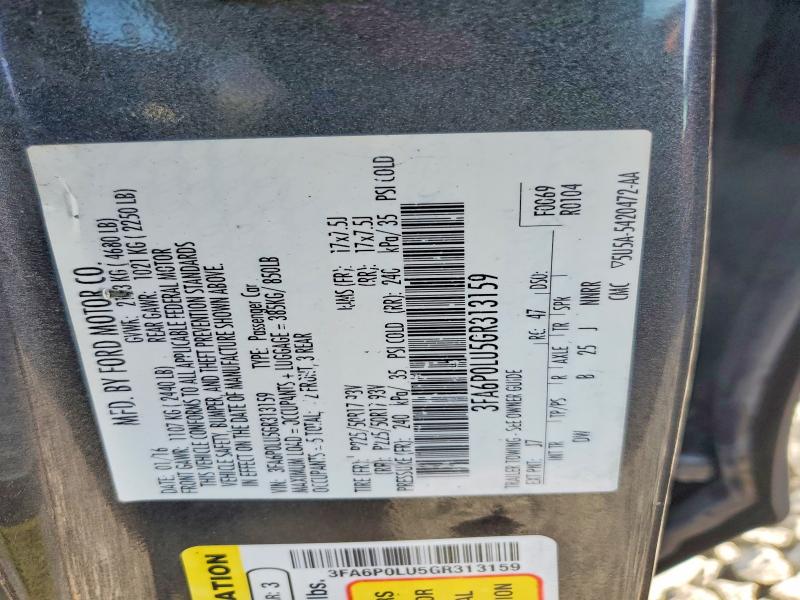 Продажа на аукционе авто 2016 Ford Fusion, vin: 3FA6P0LU5GR313159, номер лота: 63932576