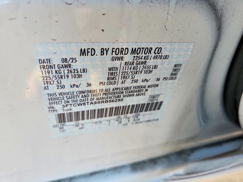 Продажа на аукционе авто 2025 Ford Maverick, vin: 3FTCW8TA9SRB56250, номер лота: 66090766
