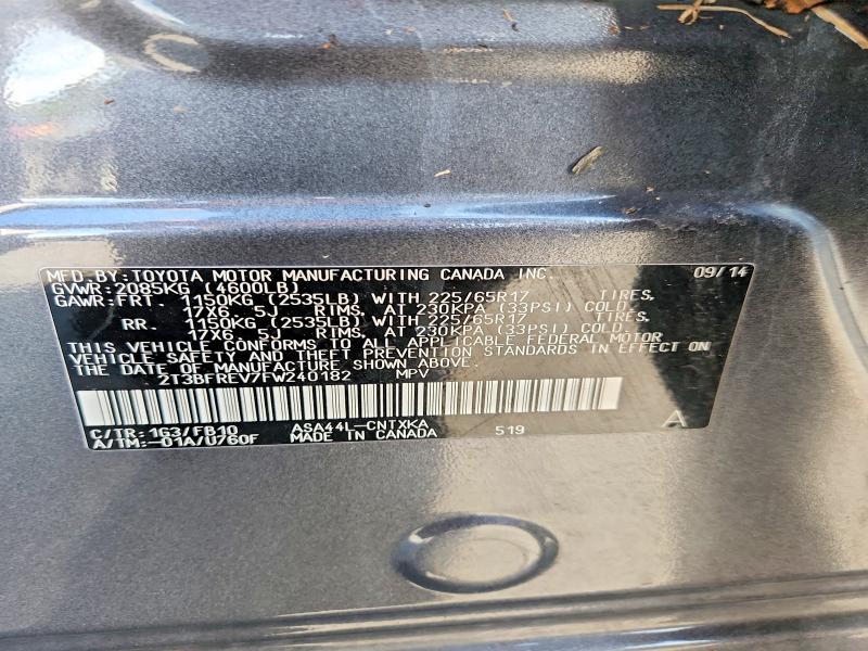 66375866 :رقم المزاد ، 2T3BFREV7FW240182 vin ، 2015 Toyota Rav4 مزاد بيع