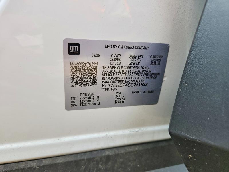 Aukcja sprzedaży 2025 Chevrolet Trax, vin: KL77LHEP4SC251533, numer aukcji: 64688146