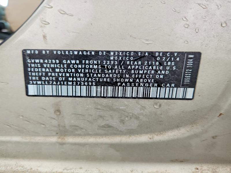66392016 :رقم المزاد ، 3VWLL7AJ1EM273695 vin ، 2014 Volkswagen Jetta مزاد بيع