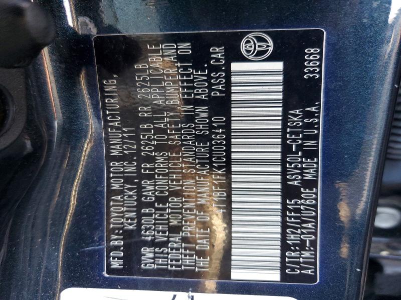 Продаж на аукціоні авто 2012 Toyota Camry, vin: 4T1BF1FK1CU036410, номер лоту: 64925976