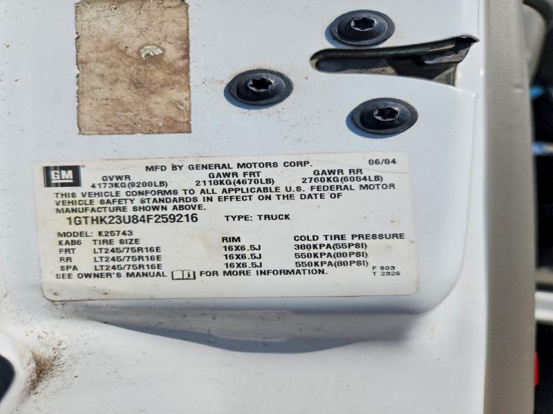 66051426 :رقم المزاد ، 1GTHK23U84F259216 vin ، 2004 Gmc Sierra مزاد بيع