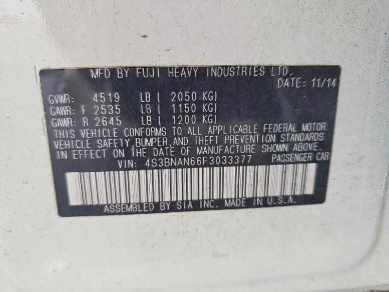 2015 Subaru Legacy მანქანა იყიდება აუქციონზე, vin: 4S3BNAN66F3033377, აუქციონის ნომერი: 64972586