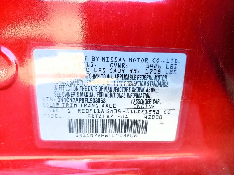 Aukcja sprzedaży 2015 Nissan Versa, vin: 3N1CN7AP8FL903868, numer aukcji: 63571696