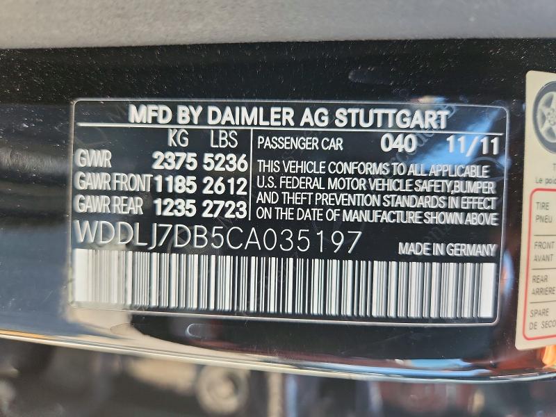 2012 Mercedes-benz Cls მანქანა იყიდება აუქციონზე, vin: WDDLJ7DB5CA035197, აუქციონის ნომერი: 64825726